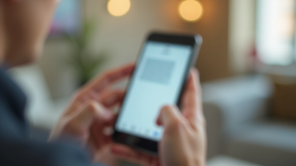 Mano sosteniendo un smartphone mostrando un mensaje de texto sospechoso, fondo desenfocado