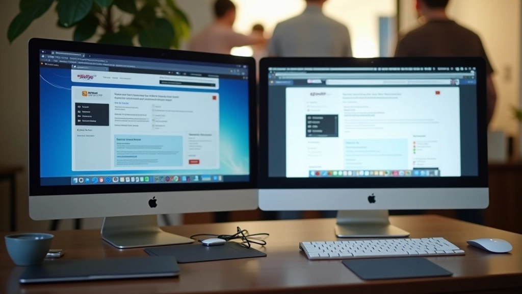 Comparación lado a lado de un sitio web legítimo y un sitio fraudulento, mostrando diferencias visuales claras
